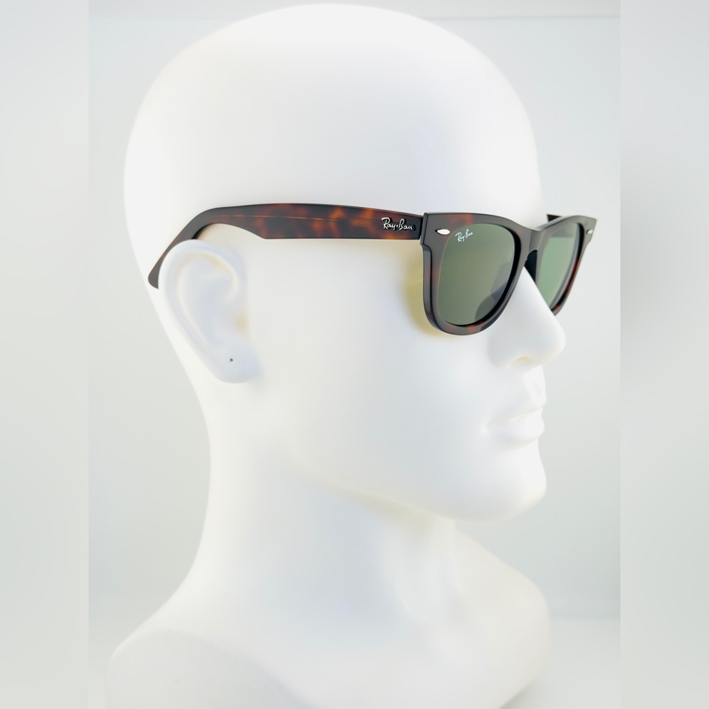 Ray-Ban Sunglasses RB2140 Original Wayfarer Tortoise Frame Green Lenses 50mm - Picture 4 of 14